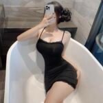 Elegant Black Midi Dress for Women – Sexy Slim Fit Mid-Length Party & Evening Dress - 图片 2