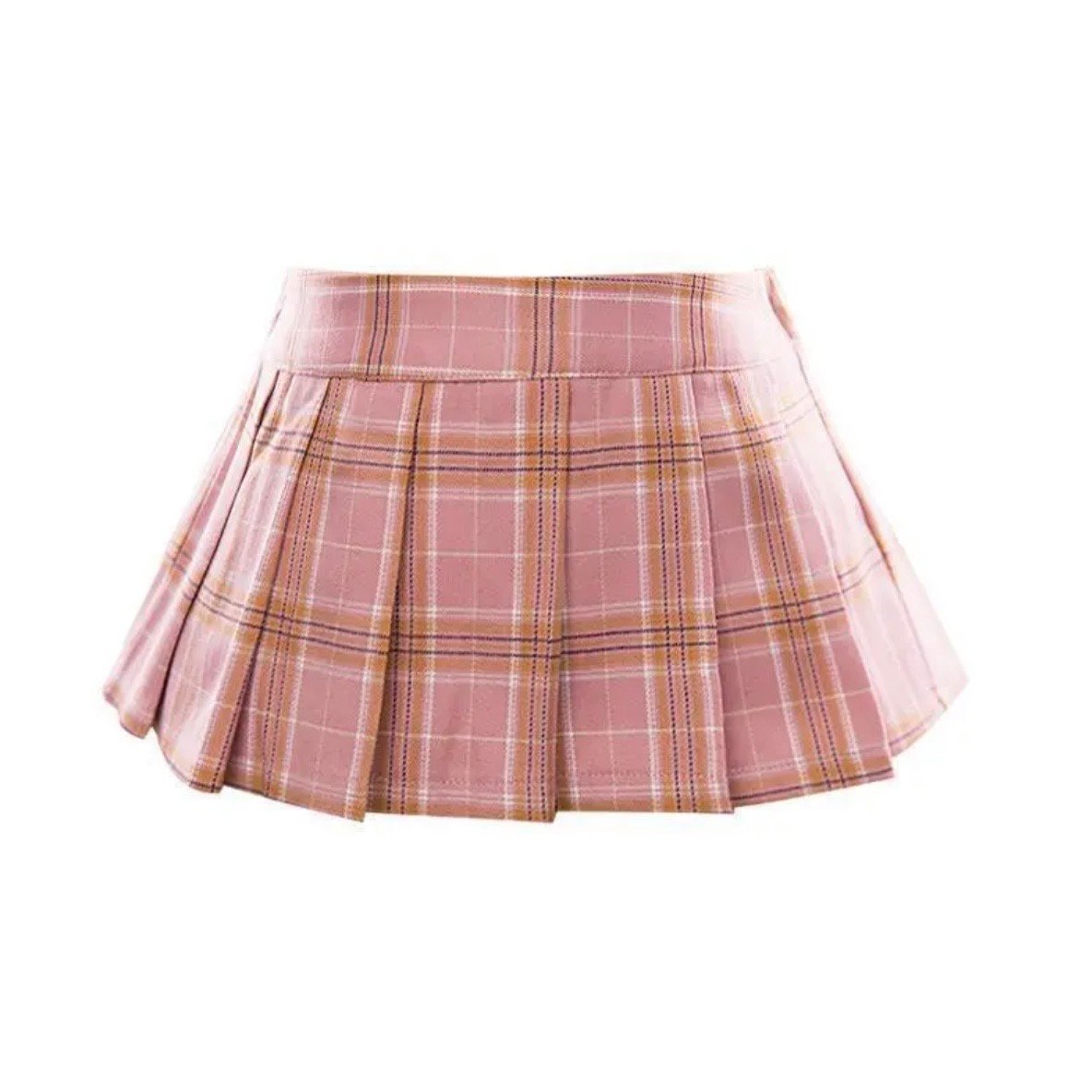 Screenshot Cute Pink Plaid Mini Skirt for Women – High Waist A-Line Casual Fashion Skirt - 图片 1