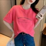 Women's Red Short Sleeve T-Shirt – Casual Soft Crew Neck Everyday Top - 图片 3