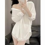 Women's Pure White Button-Up Shirt – Elegant Slim Fit Fashion Blouse - 图片 2