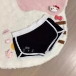 Women's Black Cotton Shorts with White Trim – Casual High-Waist Athletic Lounge Shorts