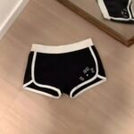 Women's Black Cotton Shorts with White Trim – Casual High-Waist Athletic Lounge Shorts - Image 3
