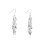 Elegant Silver Feather Drop Earrings for Women – Long Dangle Statement Jewelry