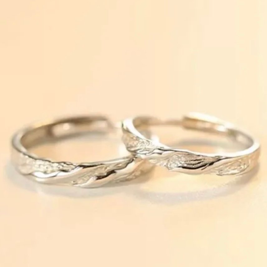 Screenshot "Mountain & Sea" Sterling Silver Couple Rings - 图片 1