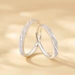 "Mountain & Sea" Sterling Silver Couple Rings - 图片 2